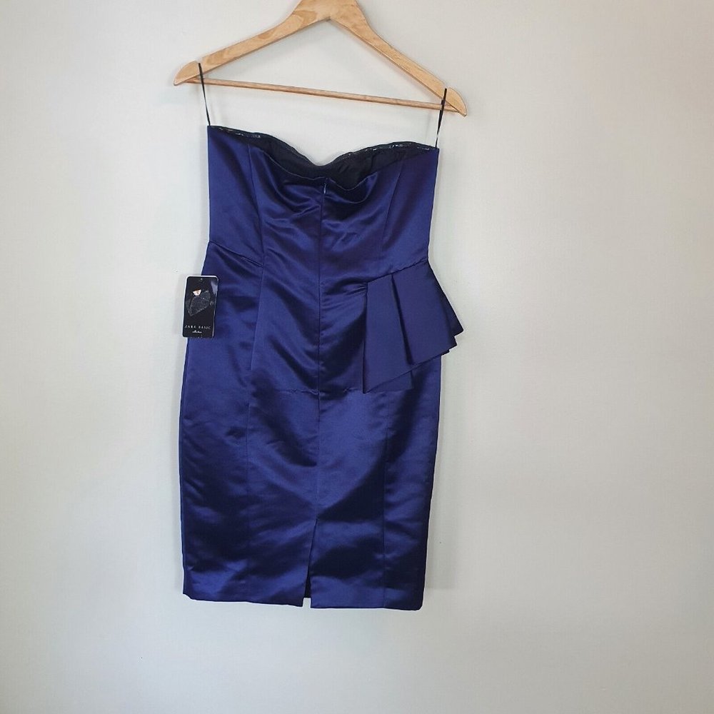 ZARA Dress Sze M Peplum silky purple Midi Evening Party Cocktail wedding formal - Picture 4 of 6
